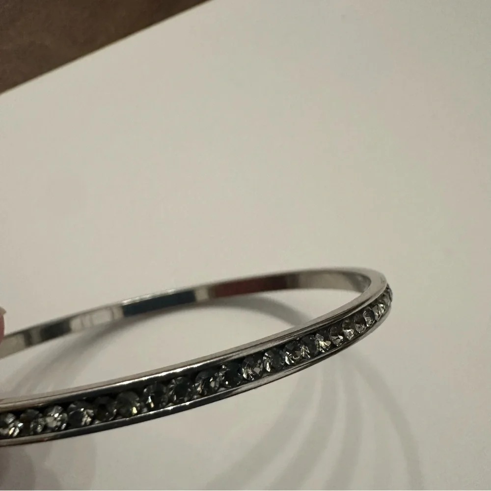 Coach Bangle Bracelet - Silver With Rhinestones